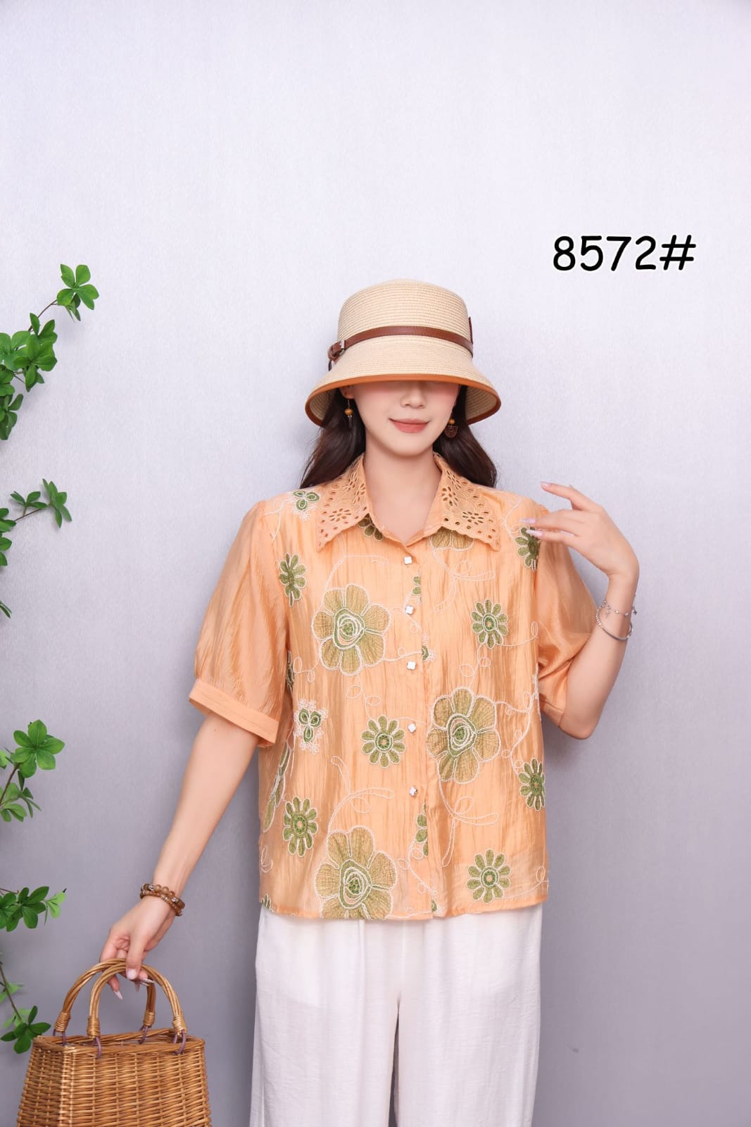 Women’s Embroidered Lace Collar Top with Cotton Lining