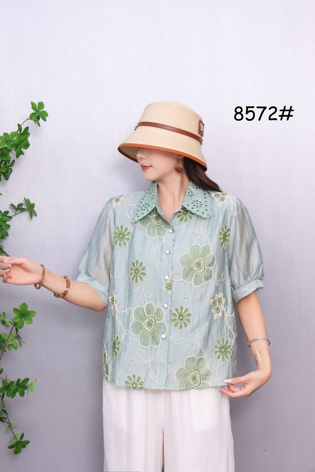 Women’s Embroidered Lace Collar Top with Cotton Lining