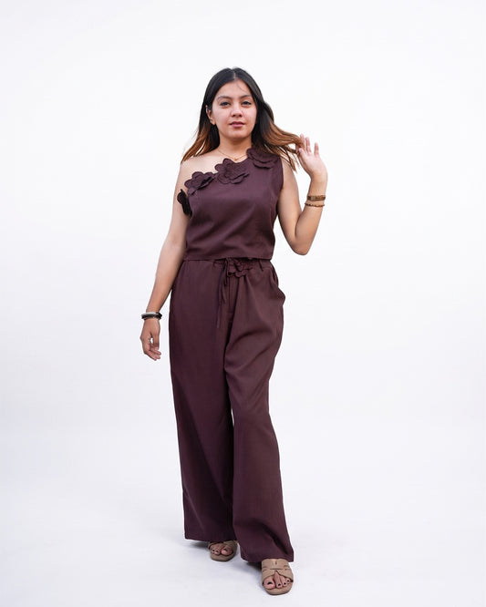 Women’s Korean Style One Shoulder Co-ord Set for Women - Free Size