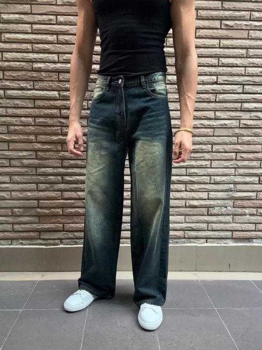Men's Wide Leg Baggy Jeans In Dusty Vintage Wash