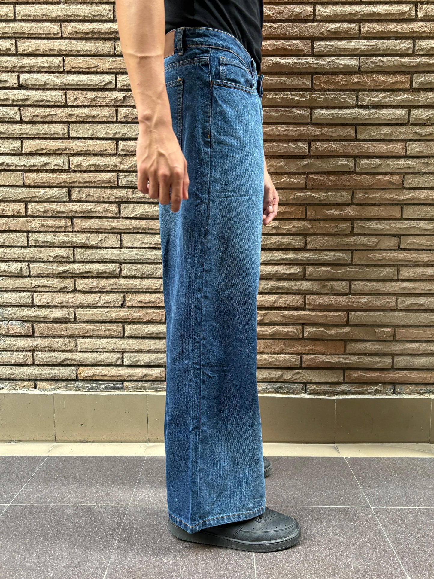 Men's Blue Wash Wide Leg Baggy Jeans
