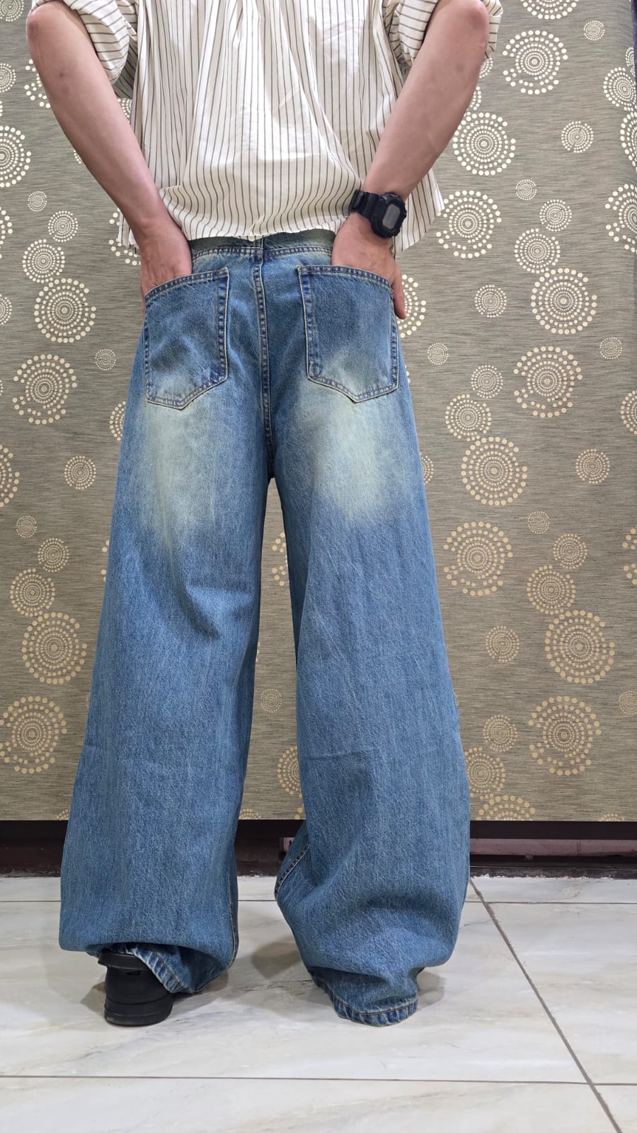 Men Vintage Blue Wide leg baggy Jeans