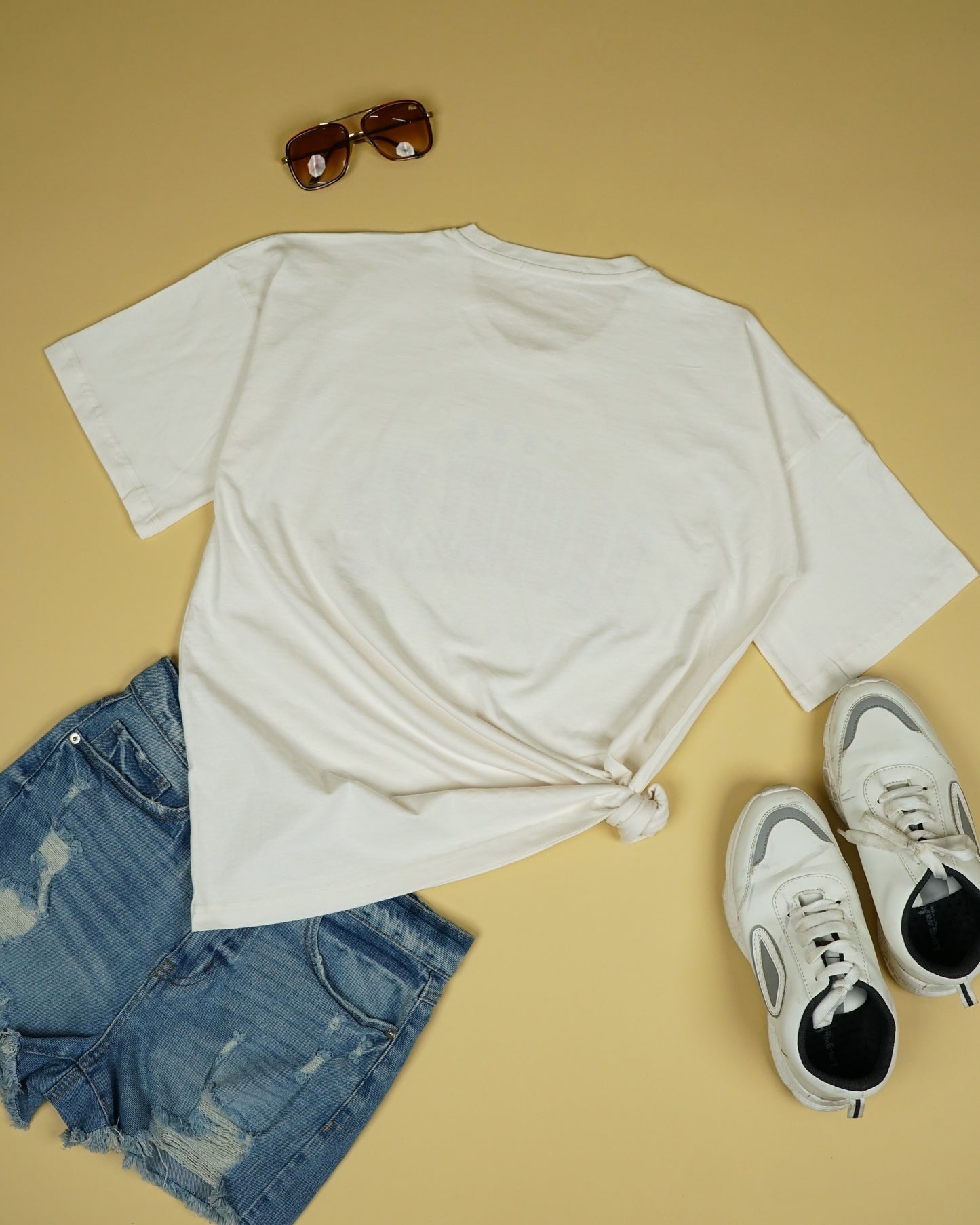 Womens White Oversized T-Shirt Back View