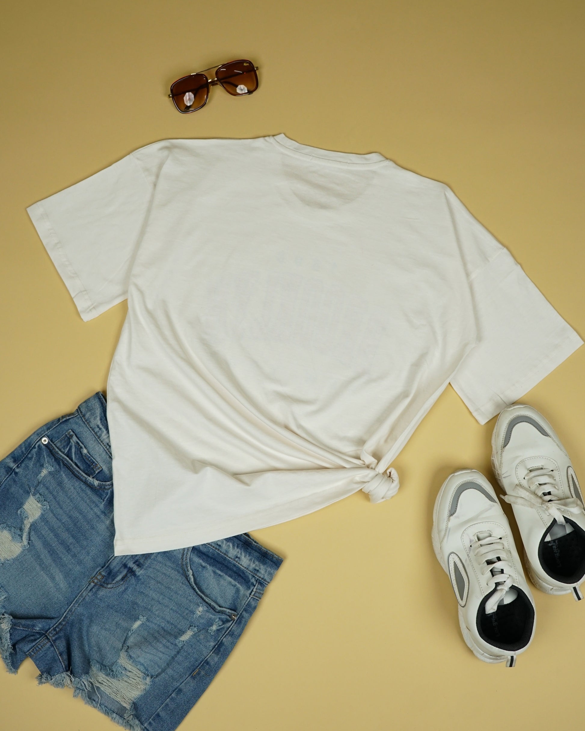 Womens White Oversized T-Shirt Back View