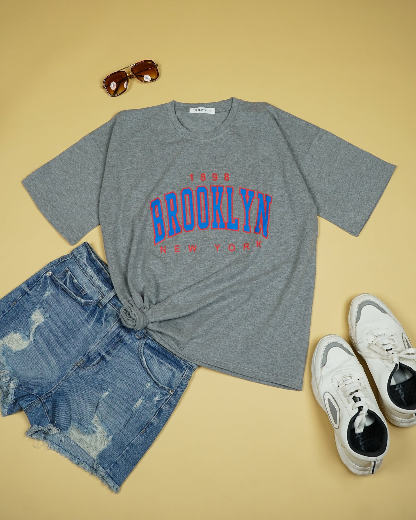 Womens Grey Oversized T-Shirt Front View