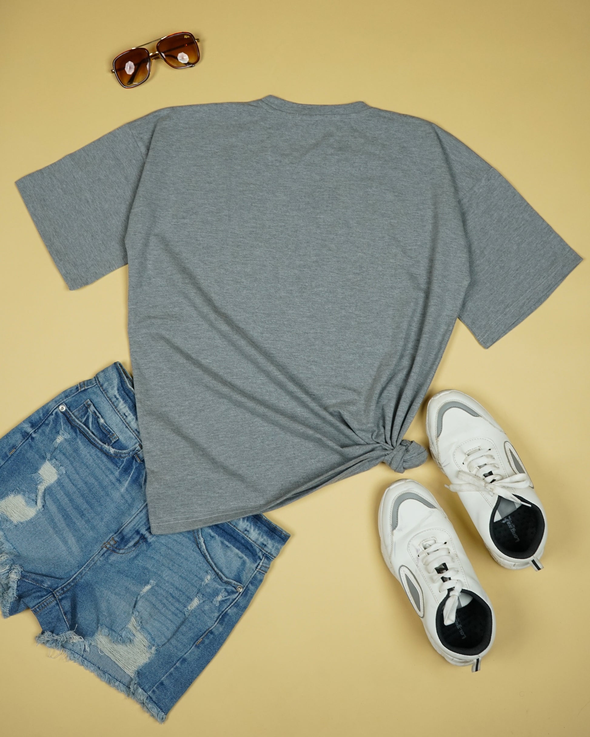 Womens Grey Oversized T-Shirt Back View