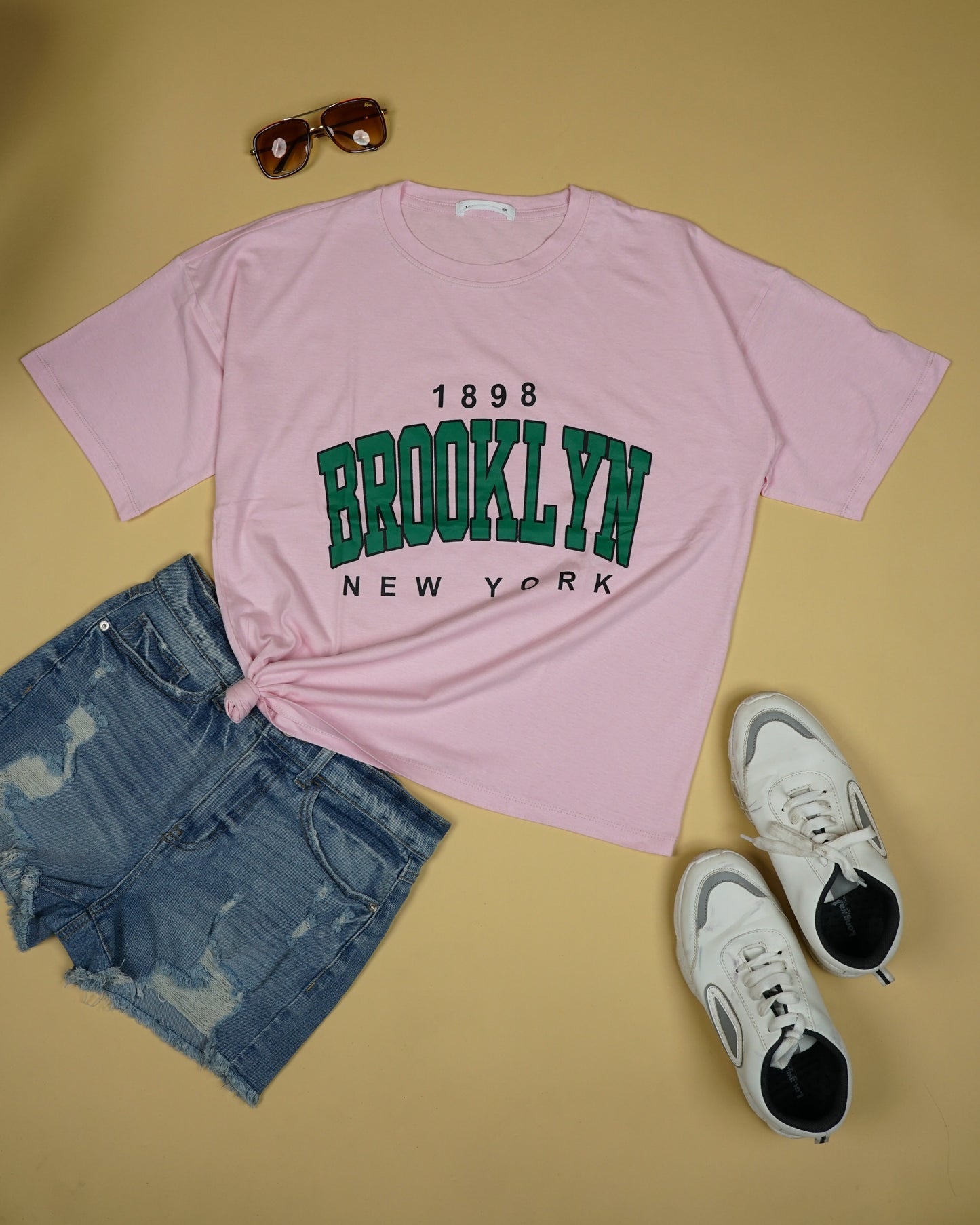 Womens Pink Oversized T-Shirt Front View