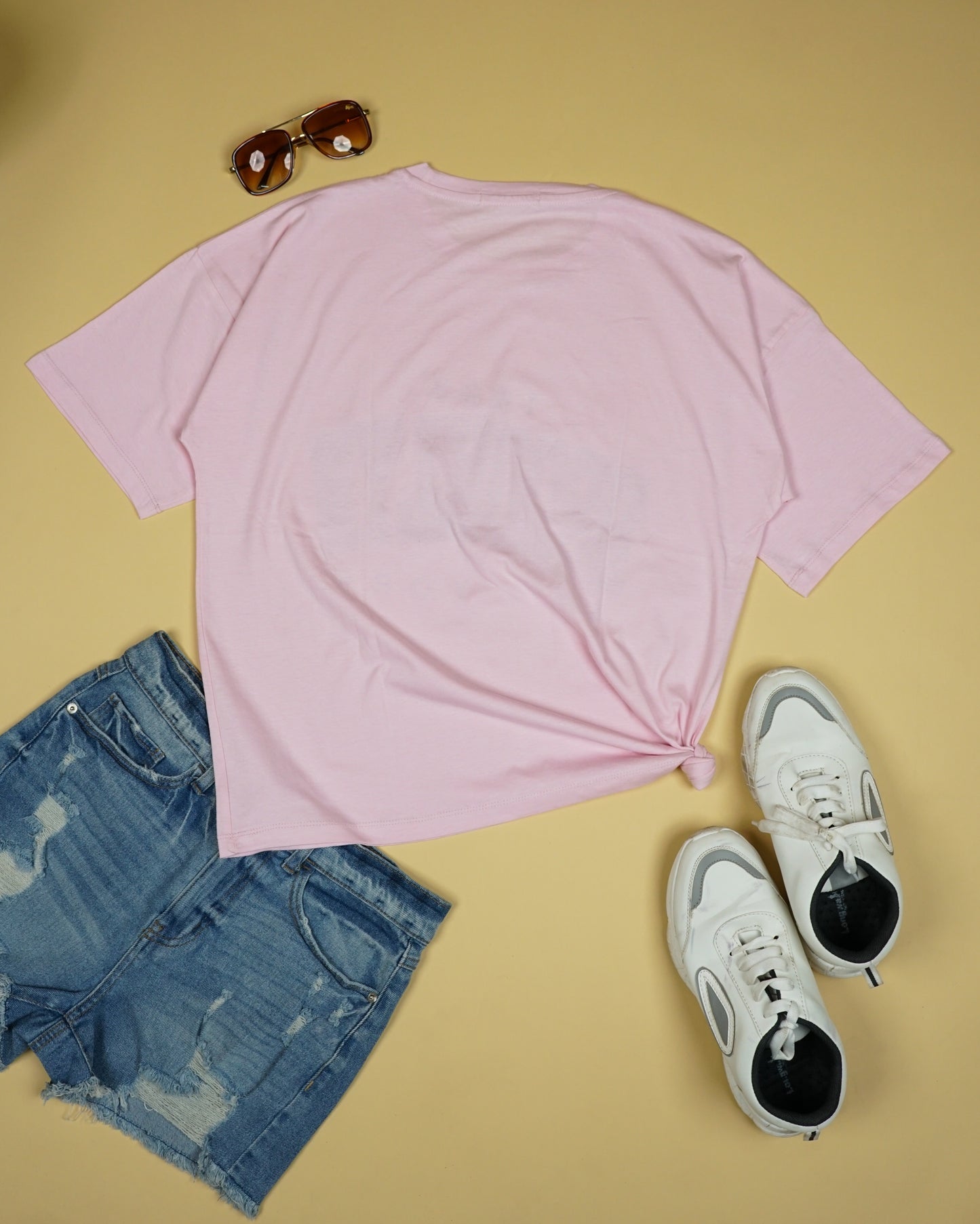 Womens Pink Oversized T-Shirt Back View