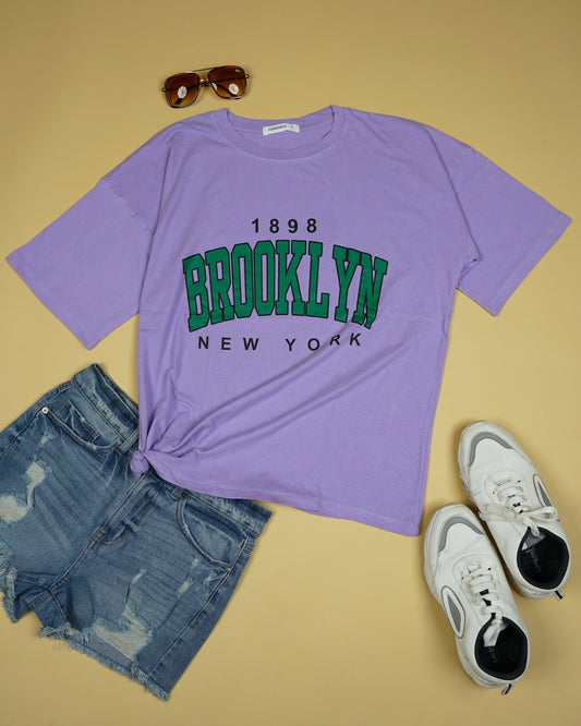 Womens Purple Oversized T-Shirt Front View