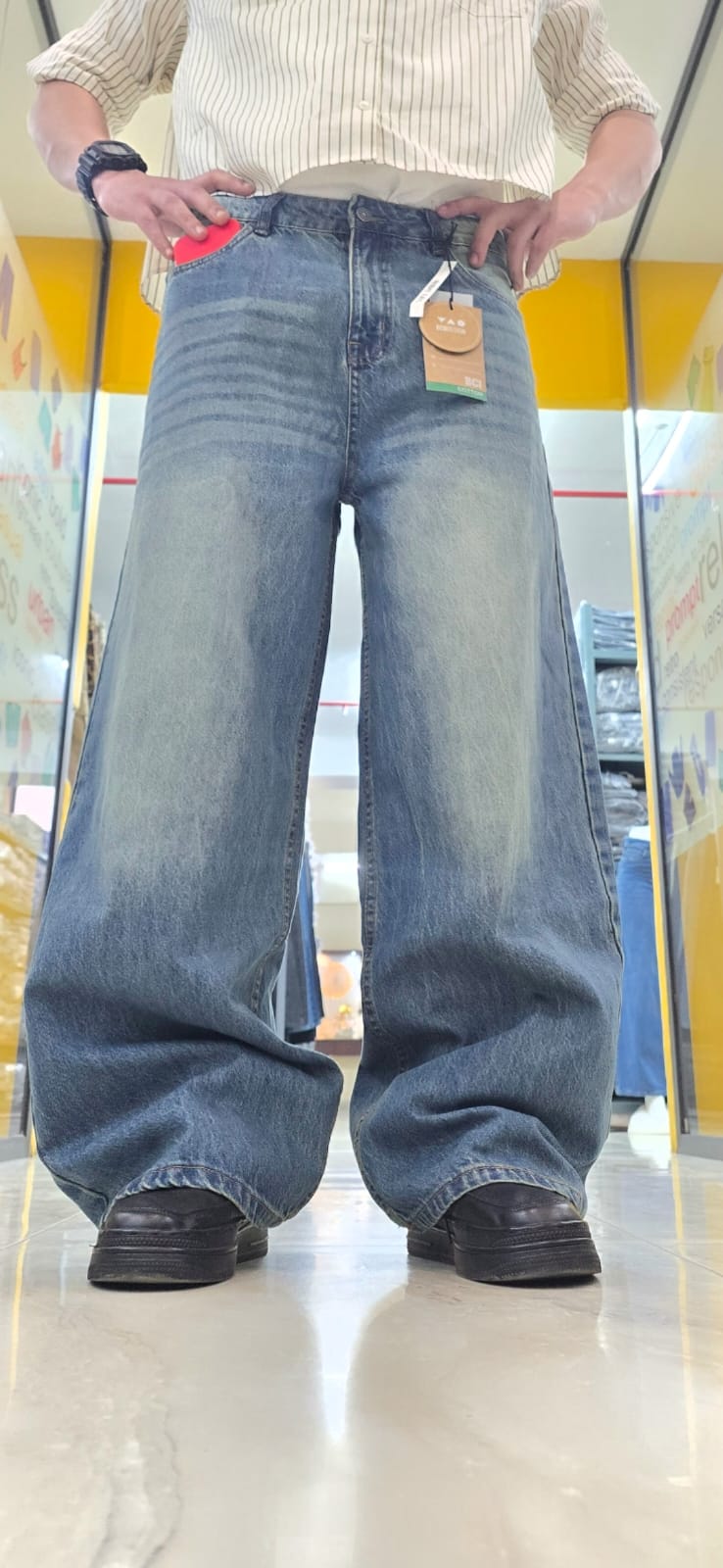 Men Vintage Blue Wide leg baggy Jeans